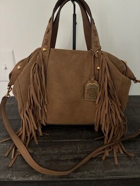 Ralph Lauren Brown Suede Fringe Shoulder Bag